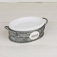 Lade das Bild in den Galerie-Viewer, Seifenschale Porzellan Metall