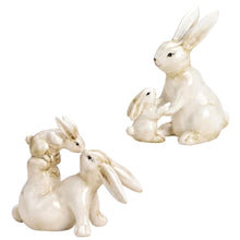 Lade das Bild in den Galerie-Viewer, Hase mit Kind sitzend Weiß Keraimk