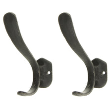 Lade das Bild in den Galerie-Viewer, 2er Set Wandhaken schwarz Eisen