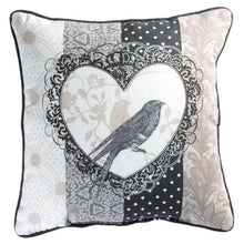 Lade das Bild in den Galerie-Viewer, Dekokissen mit Füllung mit Vogel Landhaus Creme Schwarz