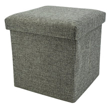 Lade das Bild in den Galerie-Viewer, Aufbewahrungshocker, Faltbare Box Leinenoptik Grau