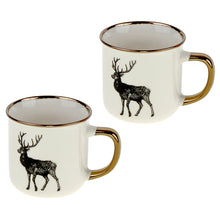 Lade das Bild in den Galerie-Viewer, Tasse Porzellan Hirsch Weiß Braun