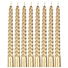 Lade das Bild in den Galerie-Viewer, 8er Set Spiralkerzen Metallic Gold