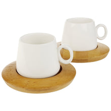 Lade das Bild in den Galerie-Viewer, 2er Set Espressotassen Weiß Braun