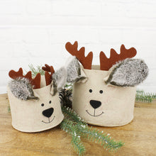 Lade das Bild in den Galerie-Viewer, 2er Set Geschenkkorb Rentier Filz