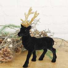 Lade das Bild in den Galerie-Viewer, Hirsch schwarz gold glitzer 21 cm