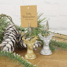 Lade das Bild in den Galerie-Viewer, 4er Set Kartenhalter Hirsch Silber oder Gold Glitzer