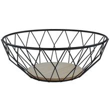 Lade das Bild in den Galerie-Viewer, 2er Set Metallkorb rund Schwarz / Holzboden