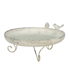 Lade das Bild in den Galerie-Viewer, Vogeltränke Servierschale für Vogelfutter rund Metall Shabby Look