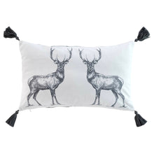 Lade das Bild in den Galerie-Viewer, Kissen Hirsche Weiß Grau 30 x 50 cm