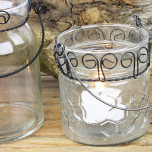 Lade das Bild in den Galerie-Viewer, Windlicht Retro Glas Metall