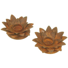 Lade das Bild in den Galerie-Viewer, 2er Set Kerzenhalter Seerose Rost