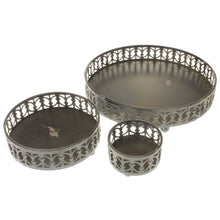 Lade das Bild in den Galerie-Viewer, 3er Set Dekotablett Metall Dunkelrost