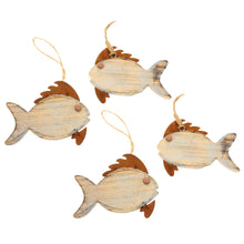 Lade das Bild in den Galerie-Viewer, Holzfisch zum Hängen 4er Set
