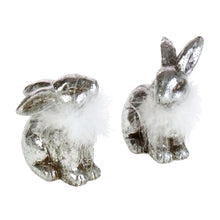 Lade das Bild in den Galerie-Viewer, 2er Set Hase mit Federboa Silber