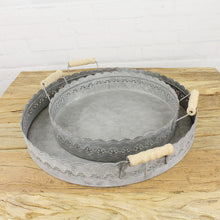 Lade das Bild in den Galerie-Viewer, 2er Set Dekotabletts Grau Blech