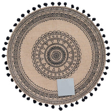 Lade das Bild in den Galerie-Viewer, 4er Platzset Jute Boho Beige Schwarz 38 cm