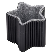 Lade das Bild in den Galerie-Viewer, Teelichthalter Stern Glas schwarz silber glitzernd