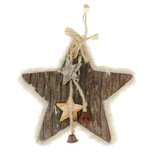 Lade das Bild in den Galerie-Viewer, 2er Set Holzstern mit Fell cm