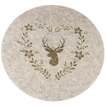 Lade das Bild in den Galerie-Viewer, Platzset, Filz,rund, natur 2er Hirschmotiv