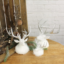 Lade das Bild in den Galerie-Viewer, Hirschkopf Fell weiß/silber