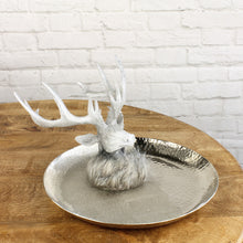 Lade das Bild in den Galerie-Viewer, Hirschkopf Fell weiß/silber