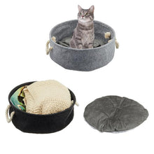 Lade das Bild in den Galerie-Viewer, Filzkorb mit Henkel und Kissen dunkelgrau oder Hellgrau