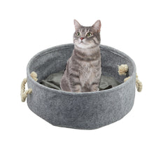 Lade das Bild in den Galerie-Viewer, Filzkorb mit Henkel und Kissen dunkelgrau oder Hellgrau