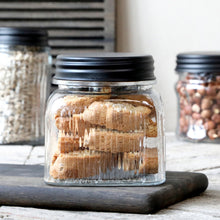 Lade das Bild in den Galerie-Viewer, Aufbewahrungsglasmit Rillen, Deckel schwarz