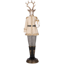 Lade das Bild in den Galerie-Viewer, Dekofigur Hirsch Tanne od. Geschenk Weihnachtsdeko Figur Weihnachten Dekohirsch modern Polyresin 39 cm
