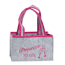 Lade das Bild in den Galerie-Viewer, Filztasche Tragetasche Prosecco to go Grau Pin kFilz Tasche Flaschentasche Flaschenträger
