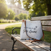 Lade das Bild in den Galerie-Viewer, Filztasche Gute Laune Hellgrau 45 cm Filz Tasche Grau Einkaufstasche Shopper
