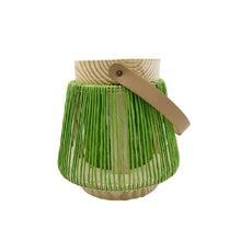 Lade das Bild in den Galerie-Viewer, Dekolaterne Grün 19 cm oder 23 cm Laterne Papier Jute Leder Holz Modern Tischdeko Dekolicht
