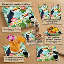 Lade das Bild in den Galerie-Viewer, 40er Set Servietten Tukan bun 25 cm Papier Cocktailservietten Servietten Papierservietten Einwegservietten
