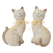 Lade das Bild in den Galerie-Viewer, 2er Set Dekofigur Katze Creme Champagner 20 cm modern Dekokatze Katzenfigur Figur Deko
