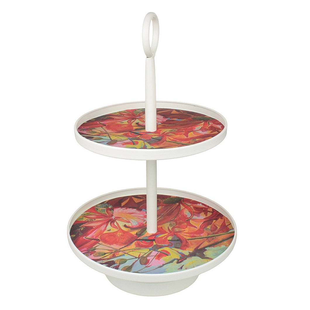 Etagere Weiß bunt floral 30 x 46 cm Metall Dekoetagere Metalletagere Landhaus