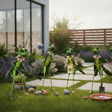 Lade das Bild in den Galerie-Viewer, 4er Set Deko Grashüpfer 35 cm Grün Metall Gartendeko Dekofigur Garten
