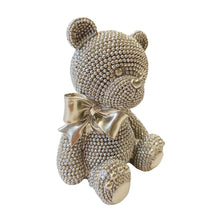 Lade das Bild in den Galerie-Viewer, Dekofigur Teddy Gold Glitzer 13 cm modern Polystone Dekobär Teddybär

