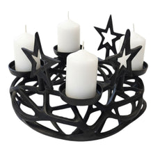 Lade das Bild in den Galerie-Viewer, Adventskranz Schwarz Metall 29 x 18 cm modern Tischdeko Weihnachten Weihnachtsdeko
