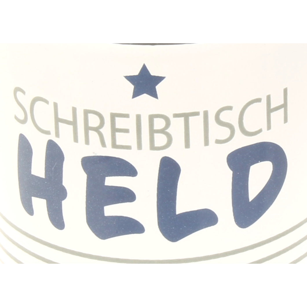 Tasse Metall Weiß mit Spruch