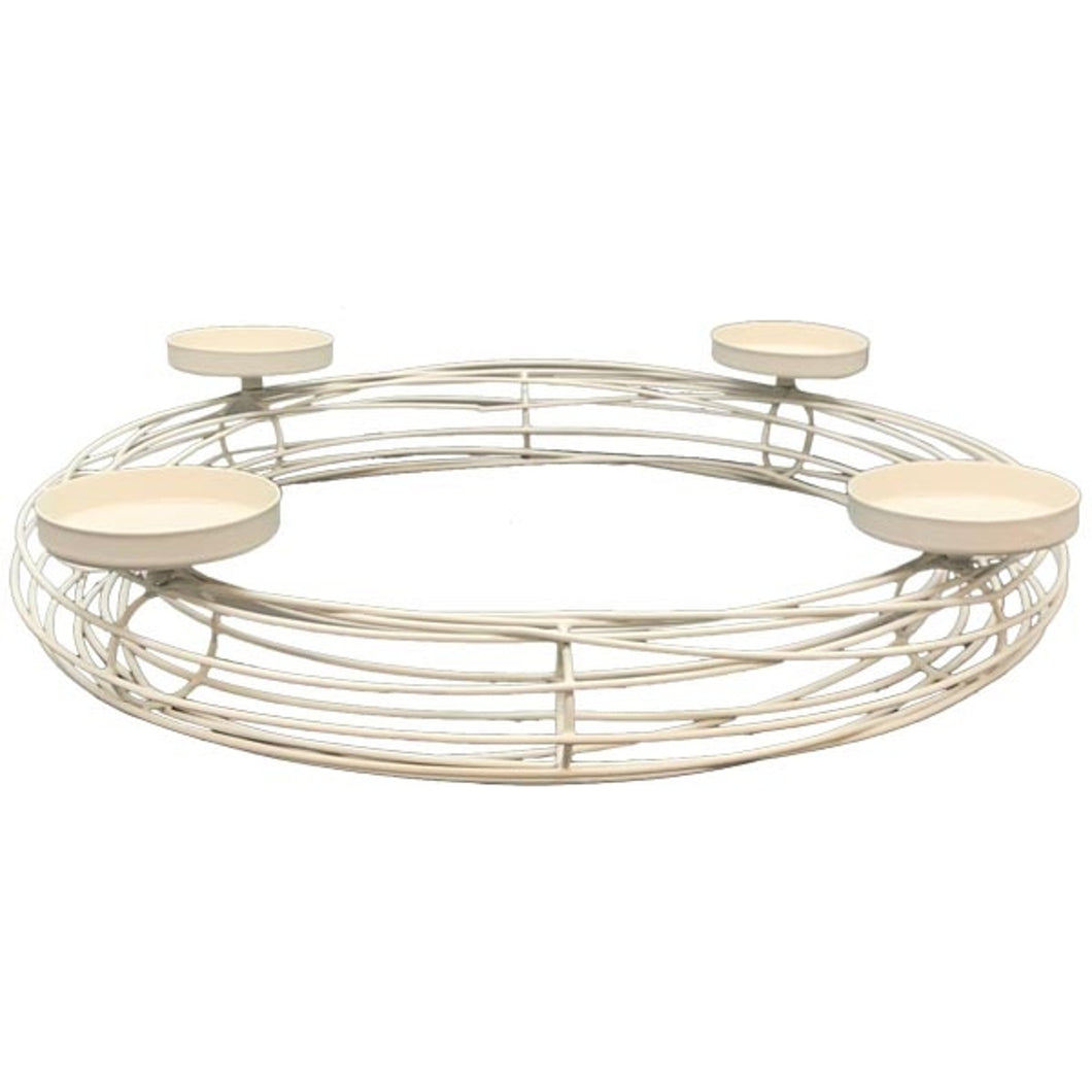 Adventskranz Metall Creme Weiß 47 cm Weihnachtsdeko Metallkranz Tischdeko