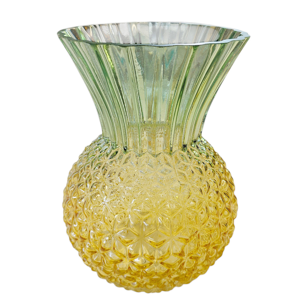 Dekovase Ananas modern Gelb Grün Glas Glasvase