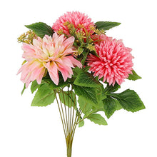 Lade das Bild in den Galerie-Viewer, Kunstblumenstrauß Dahlien bunt Kunststoff Seide Deko Blumenstrauß Vase Tischdeko künstliche Blumen 25 cm
