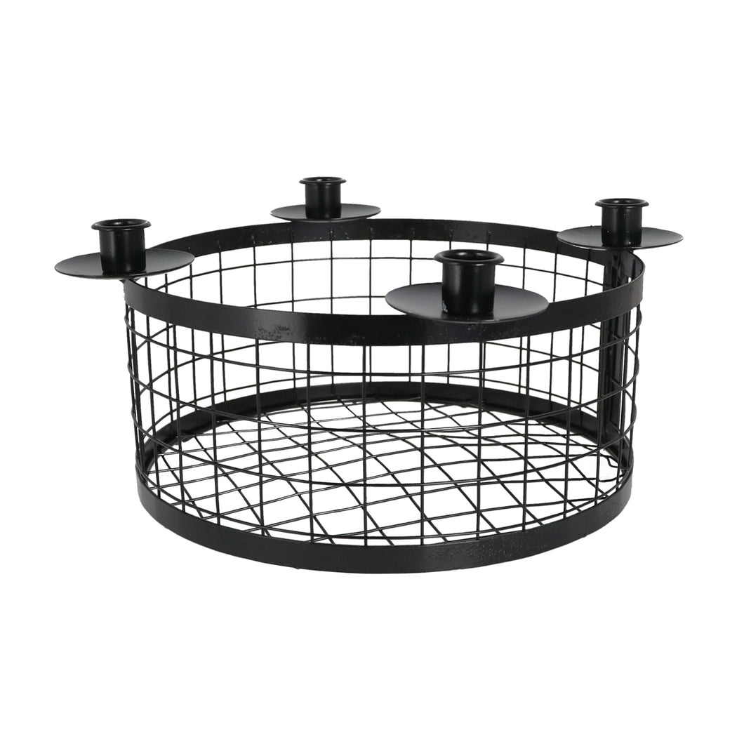 Adventskranz Metall Schwarz Korb 20 cm od. 35 cm Kerzenhalter