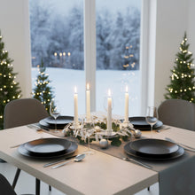 Lade das Bild in den Galerie-Viewer, Adventskranz Blätter Landhaus Creme Shabby Dekokranz Advent Stabkerzen Metall
