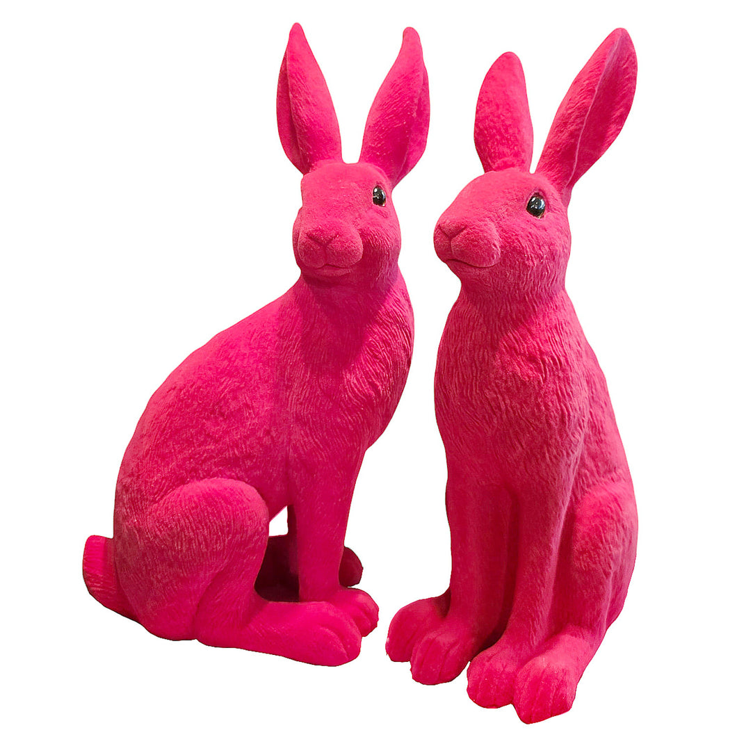 2er Set Osterhasen beflockt Pink Dekohase Hase Osterdekoration modern