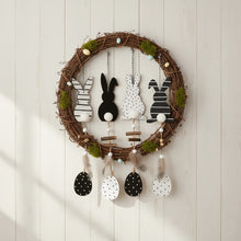 Lade das Bild in den Galerie-Viewer, 4er Set Dekohänger Osterhasen Schwarz Weiß Holz Dekohase Osterdeko Deko Ostern
