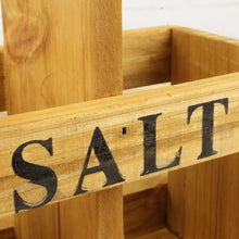 Lade das Bild in den Galerie-Viewer, Menagenkorb Holz Braun Holzmenage Menagere Tischdeko Salz-&amp; Pfefferhalter Tischmenagere
