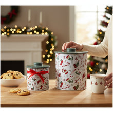 Lade das Bild in den Galerie-Viewer, 2er Set Gebäckdose Metall Weihnachten Blau oder Weiß Plätzchendose Keksdose
