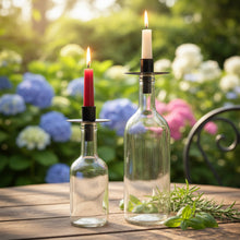 Lade das Bild in den Galerie-Viewer, 2er Set Kerzenhalter Aufsatz für Flaschen Metall Schwarz
